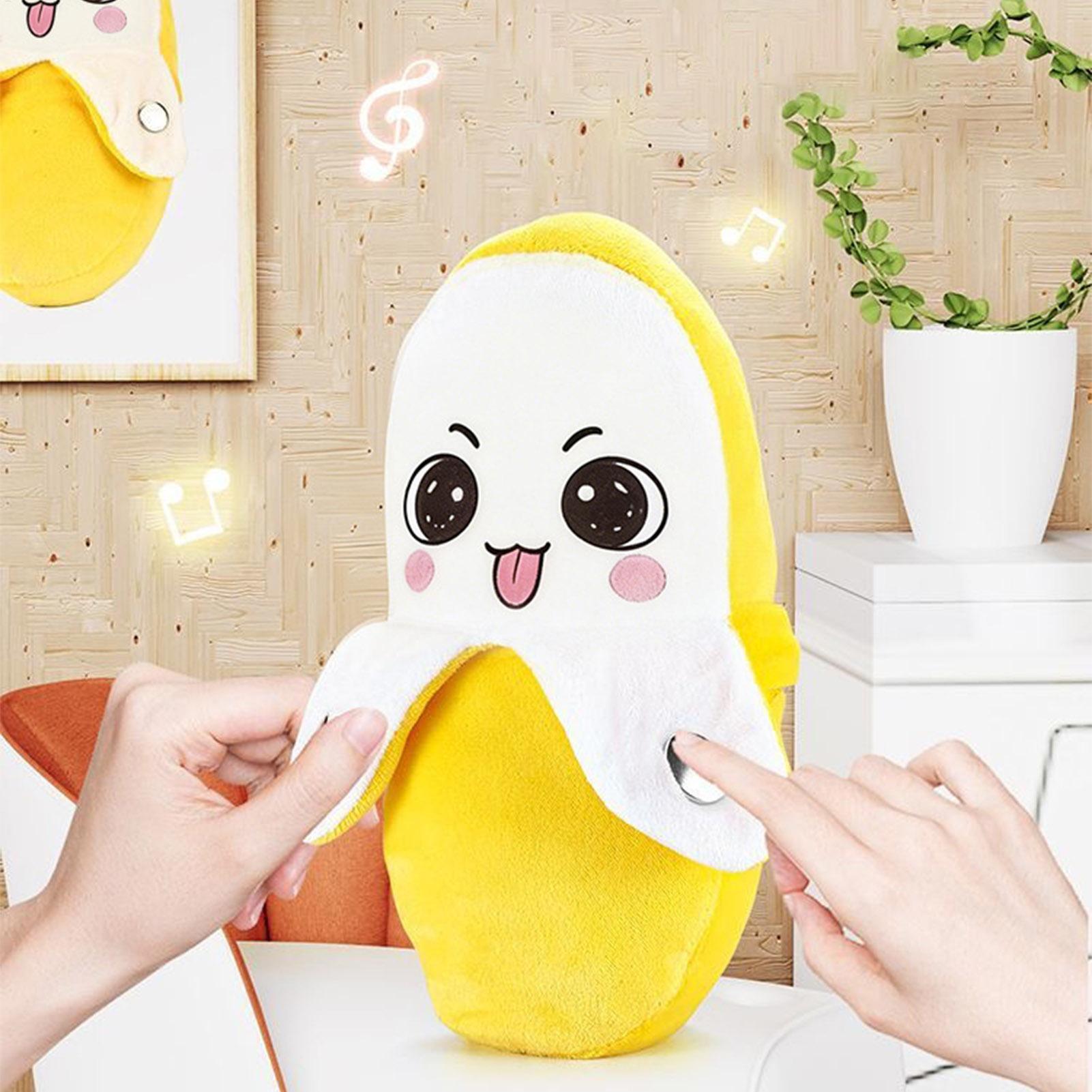 Baby Food Banana - 創造的なバナナ枕、人感センサー付きバナナメトロノームぬいぐるみ、親子で遊べるバナナおもちゃ、子供への誕生日プレゼント