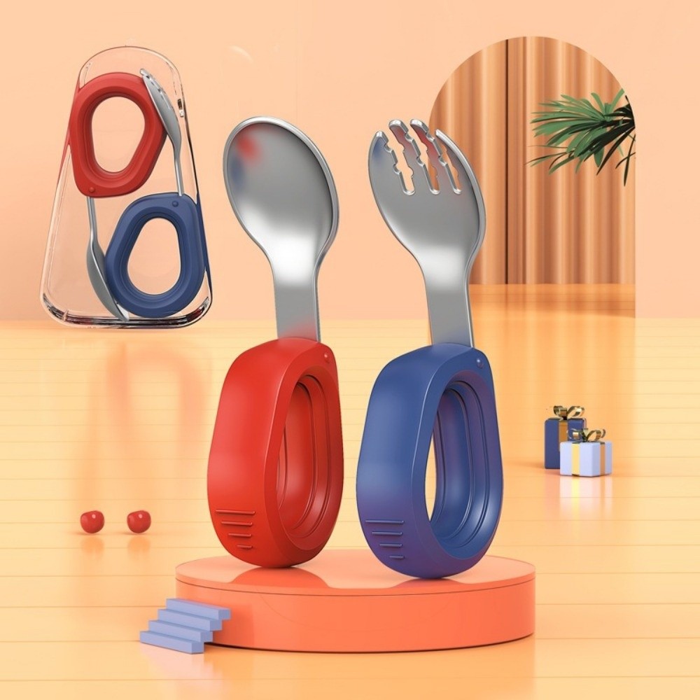 Self Feed Spoon - シリコンハンドル ベビーシリコンスプーンセット 窒息防止設計 滑り止め補助食品フォーク 自主給餌 簡単グリップ
