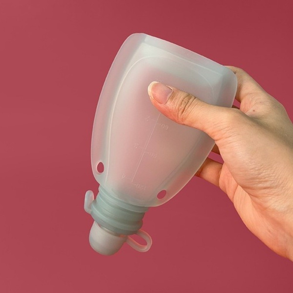 Baby Puree Pouch - BPAフリー ベビーフードパウチ 120ml 大容量 食品グレードシリコン製 絞り出し式フィーダー