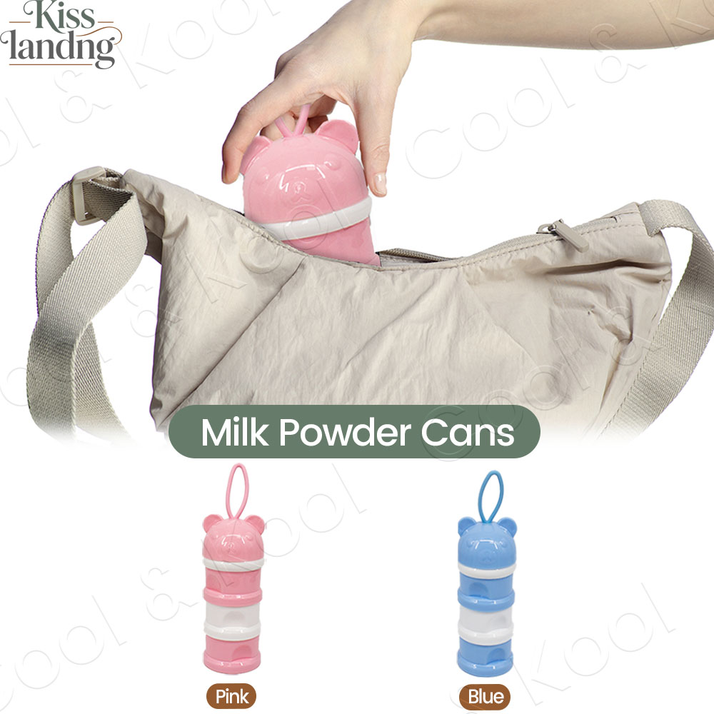 Formula Dispenser Portable - 3層式携帯用ミルク調合機、漏れ防止仕様のクマデザインで正確な外出先での授乳が可能