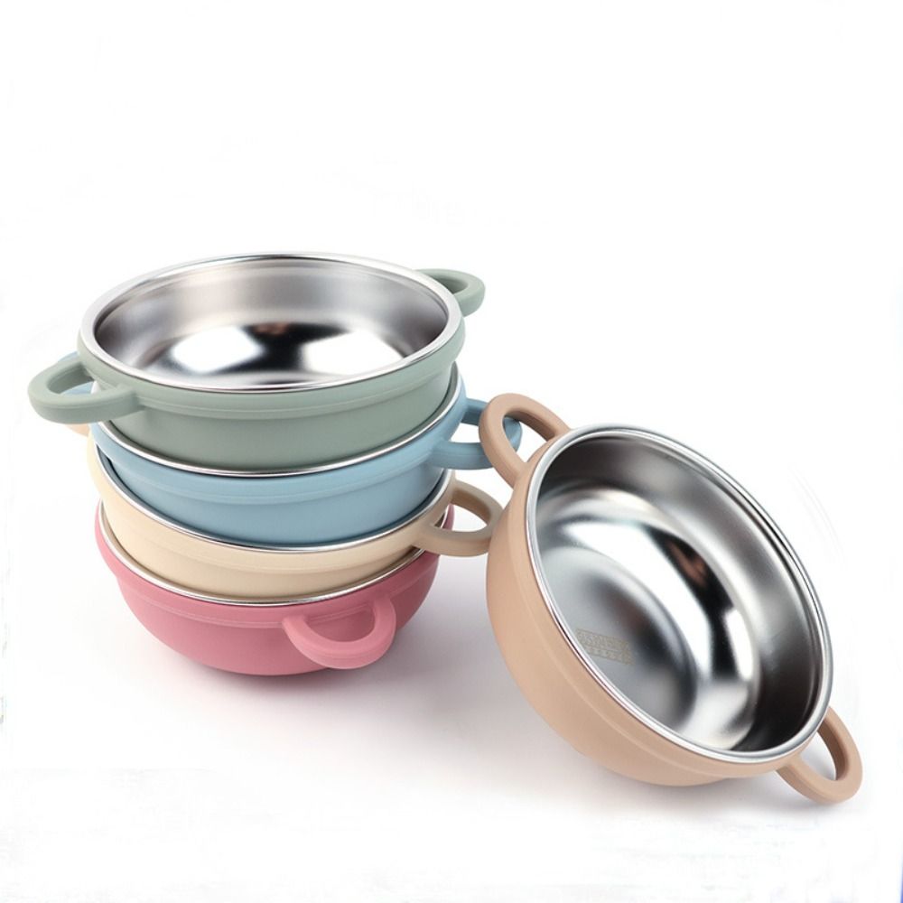 Silicone Suction Bowl - 304ステンレス製ベビー用食器、シリコン吸盤ベース、耐熱性、子供用テーブルウェア、仕切り付きデザイン、お手入れ簡単
