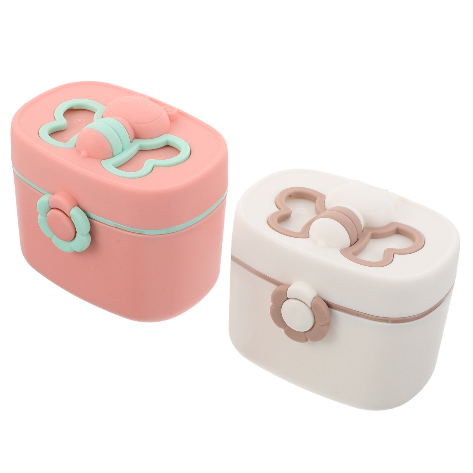 Formula Dispenser Portable - 2個入り、携帯用ミルクパウダーボックス、粉ミルク保存容器、旅行用、ハロウィン、クリスマス、新年、粉ミルクディスペンサー、アーモンド
