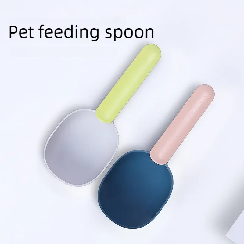 Self Feed Spoon - 多機能ドッグフード・キャットフード用シャベルスプーン、餌やりスプーン、密封バッグクリップ、創造的な計量カップ、曲線デザイン、お手入れ簡単
