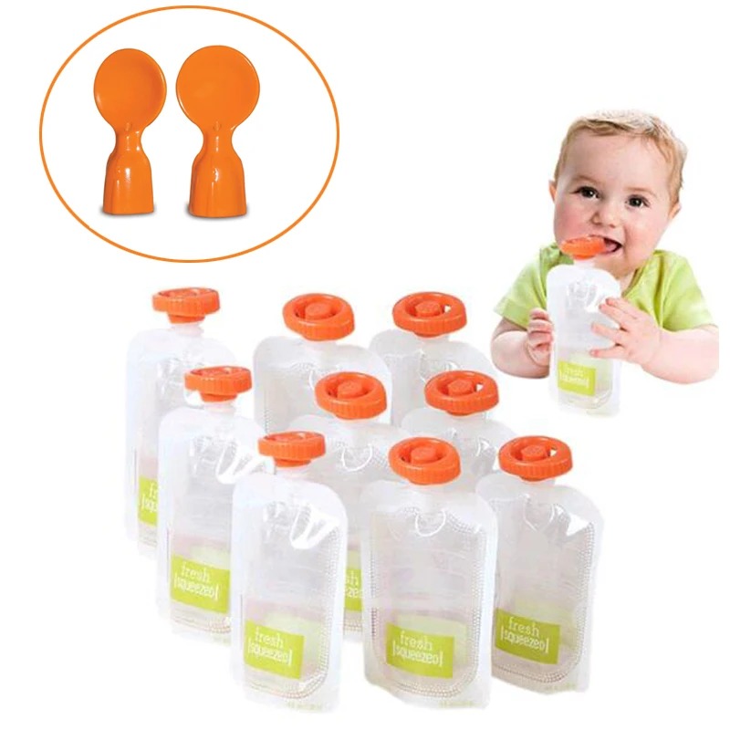Baby Puree Pouch - 50個入り、赤ちゃん用食品保存袋。オーガニック食品を新鮮に保ち、離乳食やフルーツジュースの保存に最適。