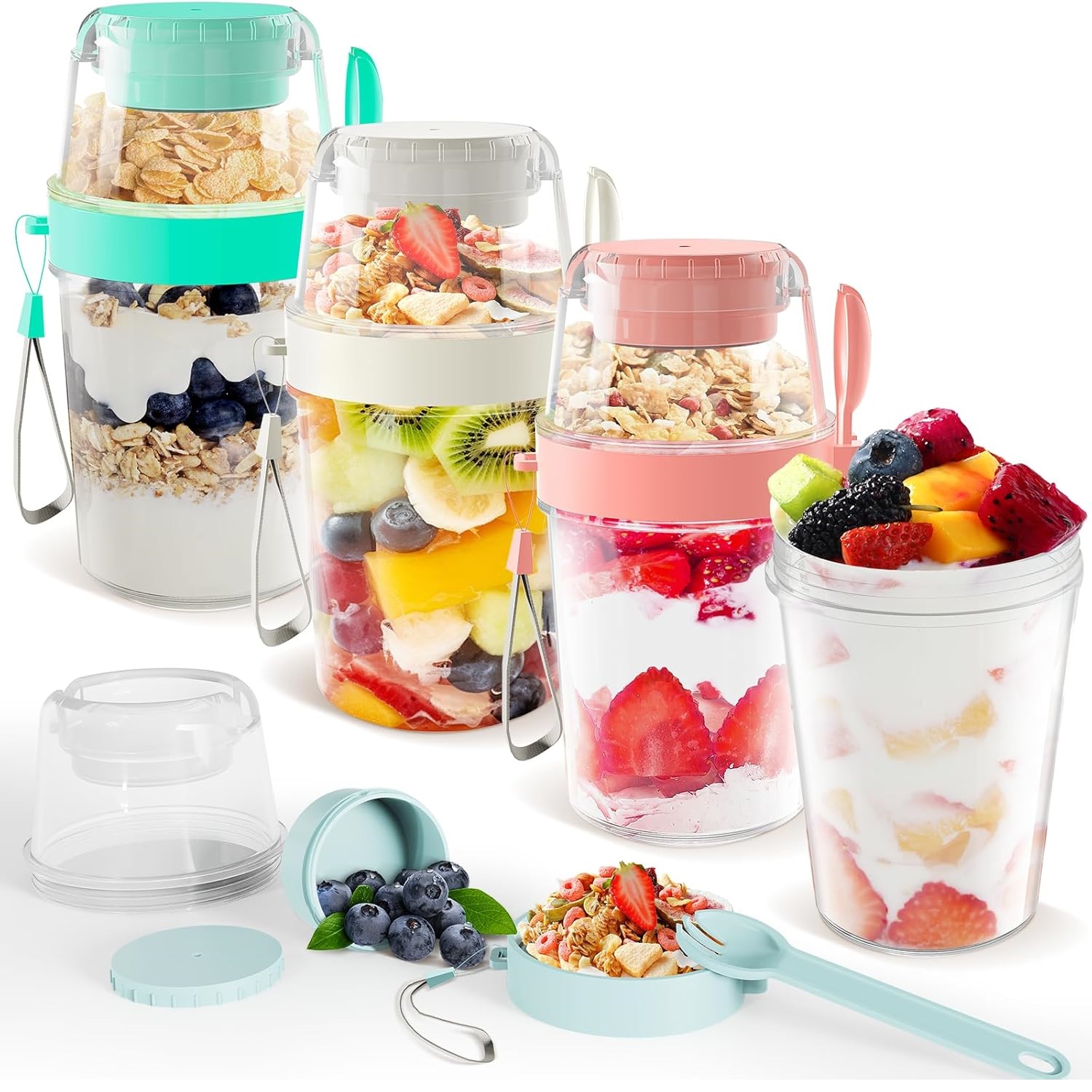 Baby Food On The Go - 27オンス ヨーグルトパフェサラダカップ 朝食 持ち運びカップ シェイカー ポータブル