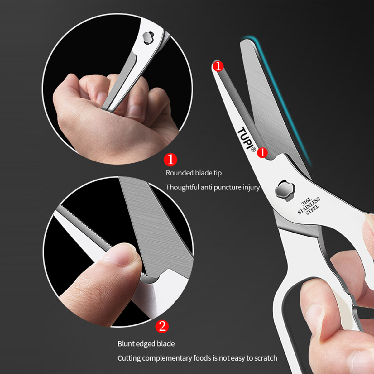 Baby Food Scissors - TUPI - ステンレス鋼はさみベビーフードミルポータブル授乳補助具安全で無毒なベビー用品健康食器