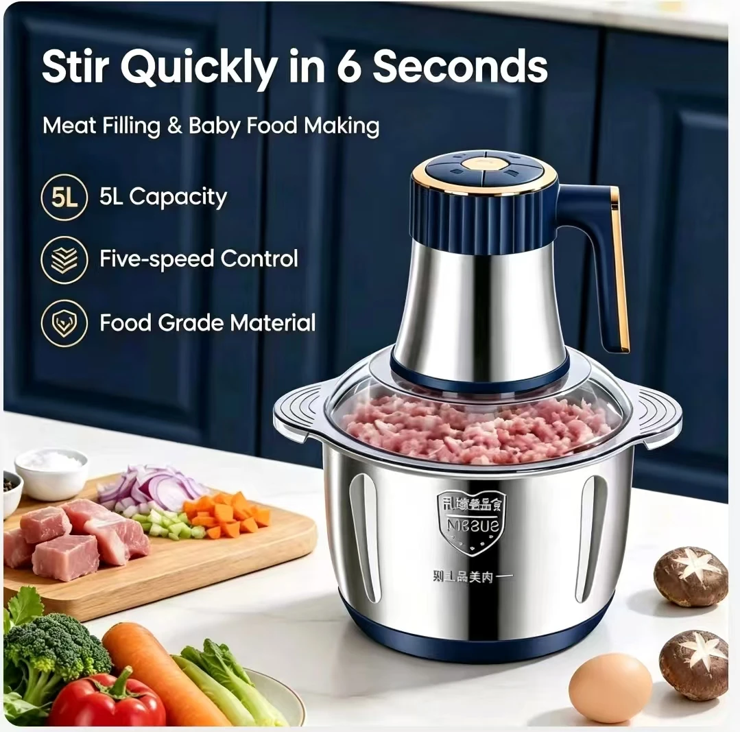 304ステンレス製、5L容量の電動ミンサー。多機能フードクラ - Baby Food Vegetable のレビューと価格