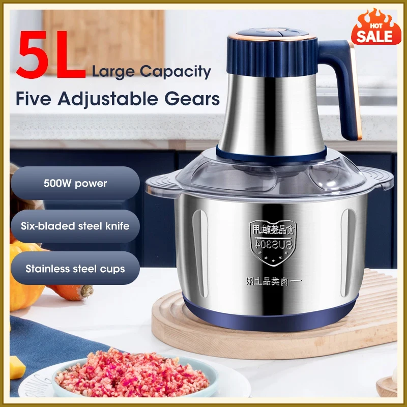 304ステンレス製、5L容量の電動ミンサー。多機能フードクラ - Baby Food Vegetable のレビューと価格