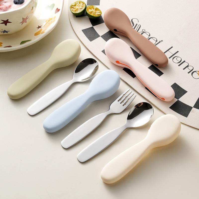 新しいステンレス製幼児用スプーンとフォークのセット。BPAフ - Self Feed Spoon のレビューと価格