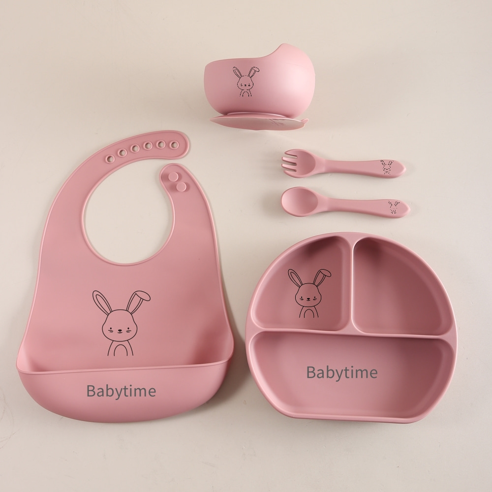 5点セットのベビー食器セット。食品グレードのシリコン製で、よ - Silicone Suction Bowl のレビューと価格
