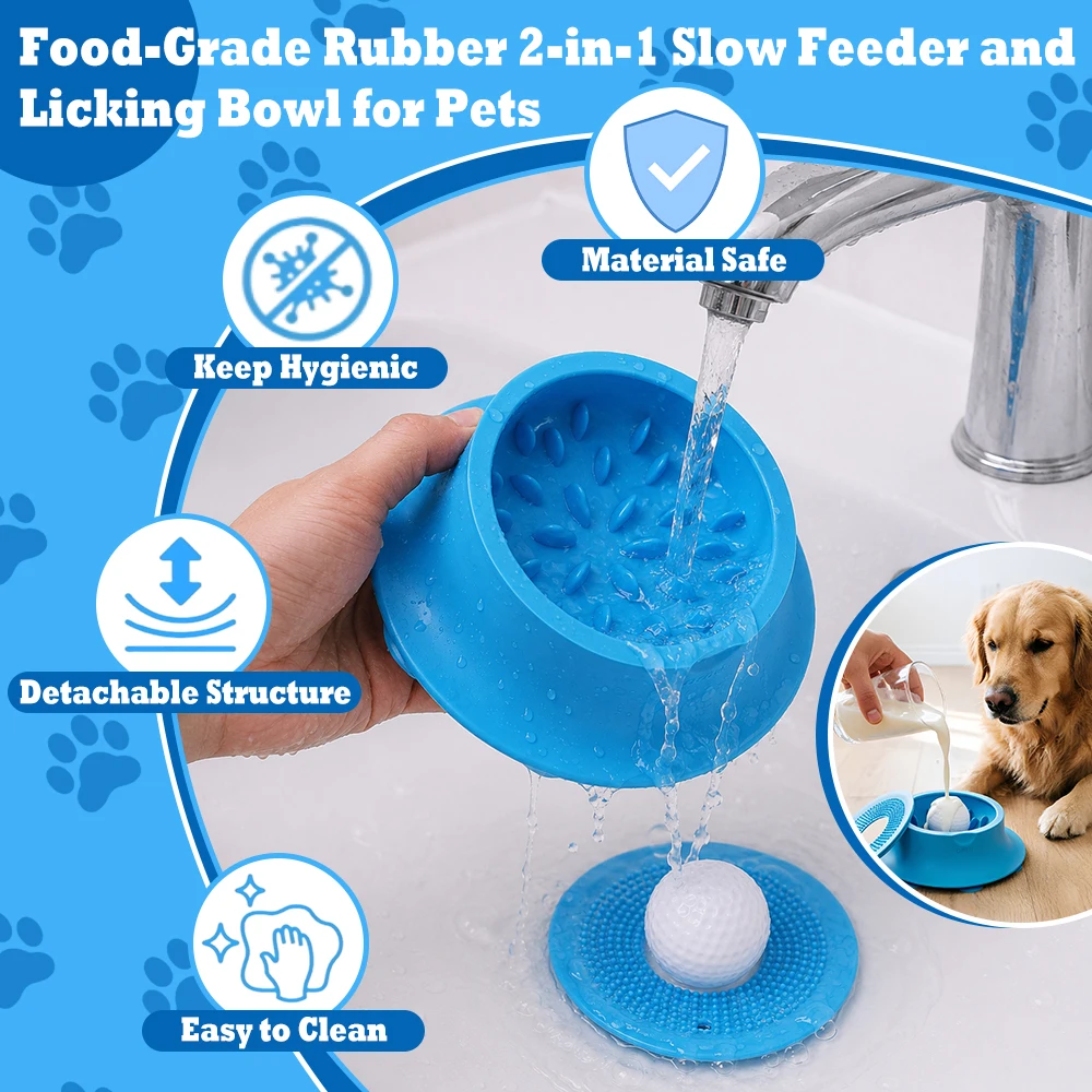 3/4カップのシリコン製犬用舐めマット、ゆっくりと食べられる - Silicone Suction Bowl のレビューと価格
