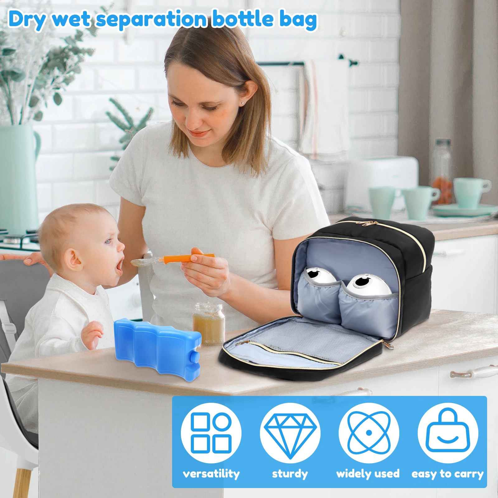 搾乳器収納バッグ、保冷剤と防水マット付き、ポータブル母乳クー - Baby Food Zip Lock Bag のレビューと価格