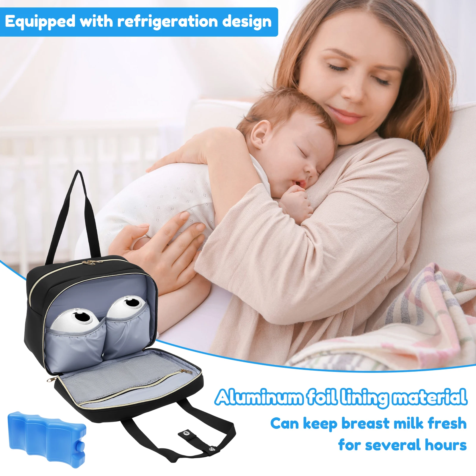搾乳器収納バッグ、保冷剤と防水マット付き、ポータブル母乳クー - Baby Food Zip Lock Bag のレビューと価格
