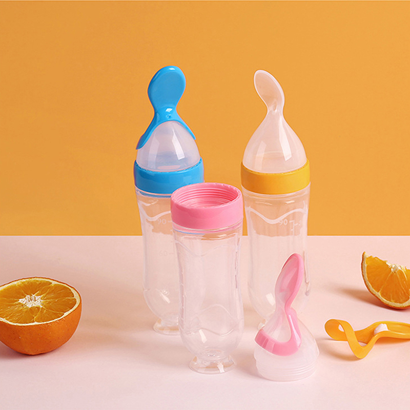 絞る哺乳瓶シリコーン新生児トレーニング米シリアル食品スプーン - Self Feed Spoon のレビューと価格