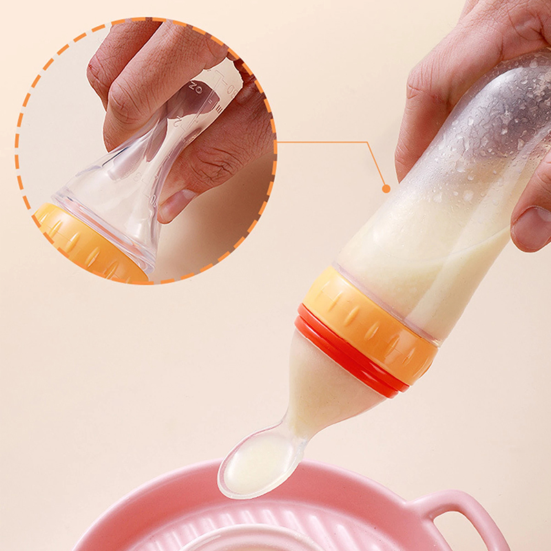 絞る哺乳瓶シリコーン新生児トレーニング米シリアル食品スプーン - Self Feed Spoon のレビューと価格