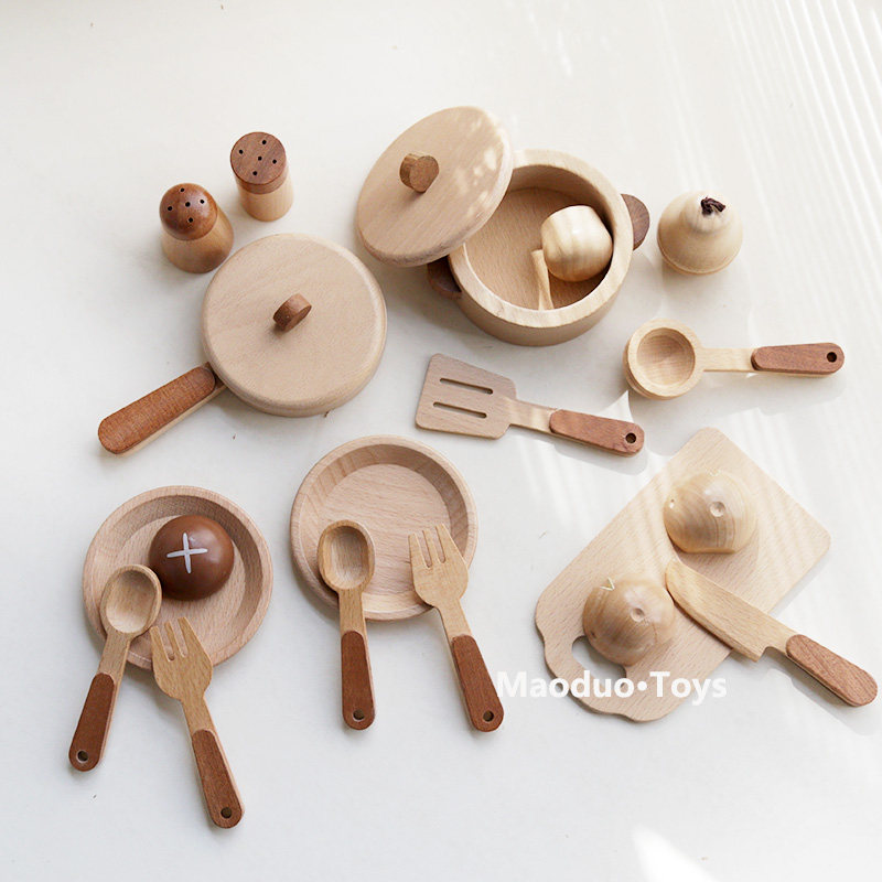 マオドゥオ おもちゃ ブナ材製 キッズキッチン プレイセット - Baby Kitchen Food のレビューと価格