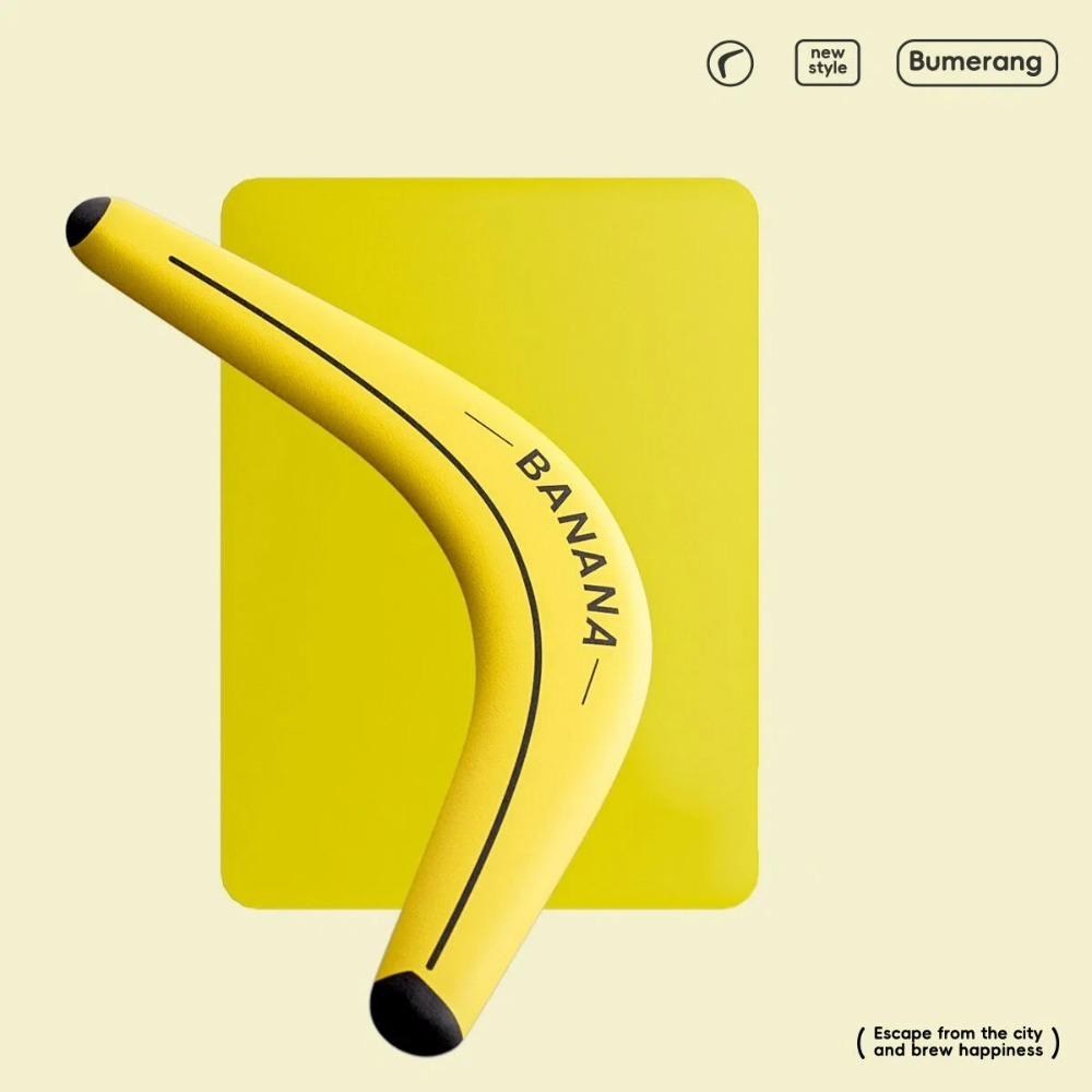 柔らかく弾力のあるスポーツ用スローバックバナナV字型ブーメラ - Baby Food Banana のレビューと価格