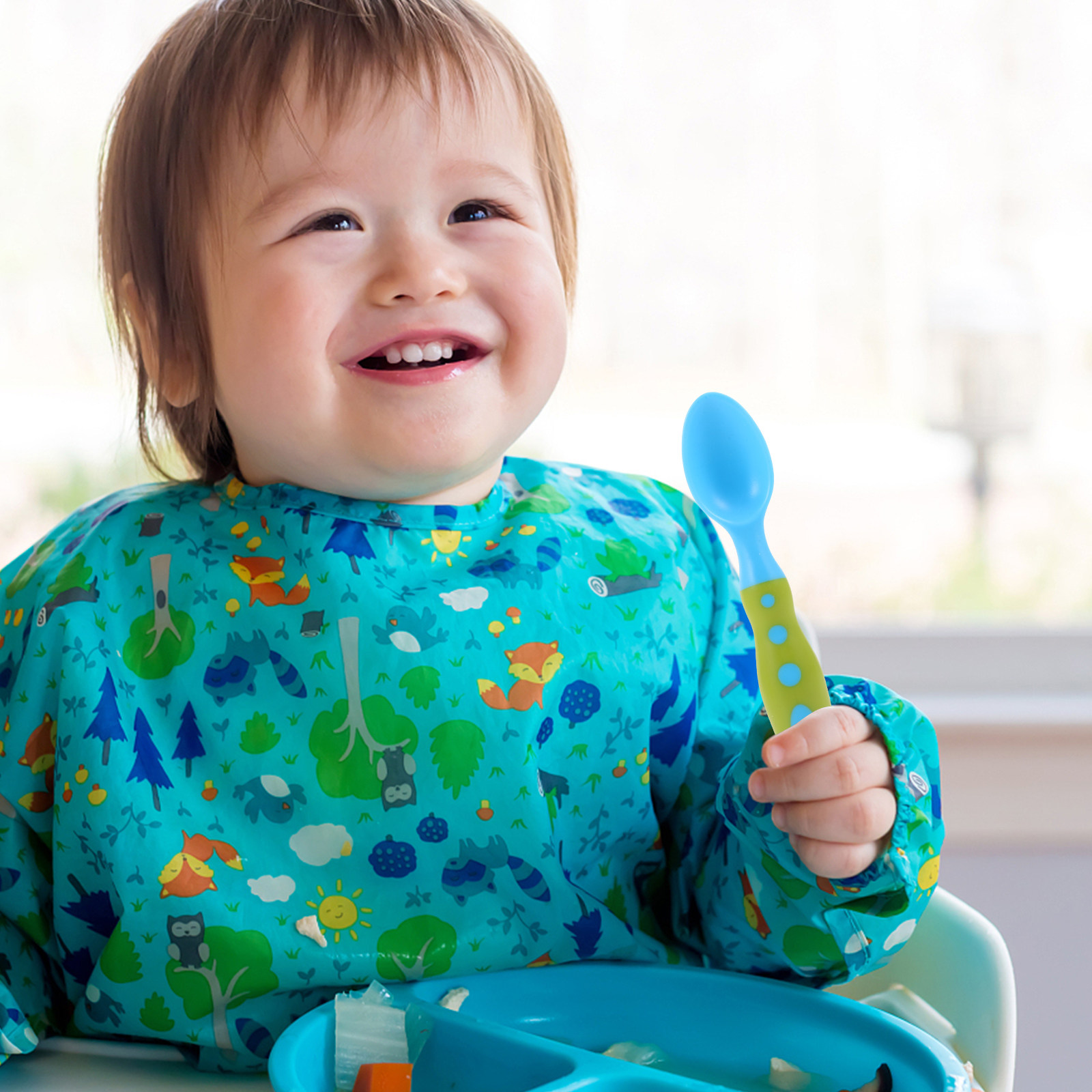 赤ちゃん用トレーニング食器セット 2個入り。幼児が自分で食べ - Self Feed Spoon のレビューと価格