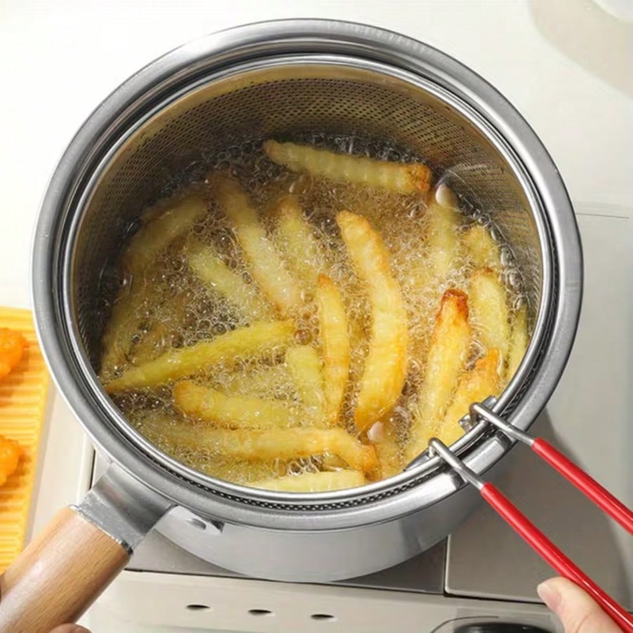 ステンレス製小型フライパン、蓋とフライバスケット付き、多機能 - Baby Kitchen Food のレビューと価格
