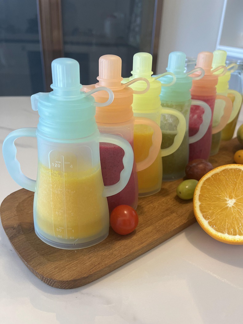 新しい再利用可能なシリコン製母乳保存バッグ、漏れ防止、吸引可 - Baby Puree Pouch のレビューと価格