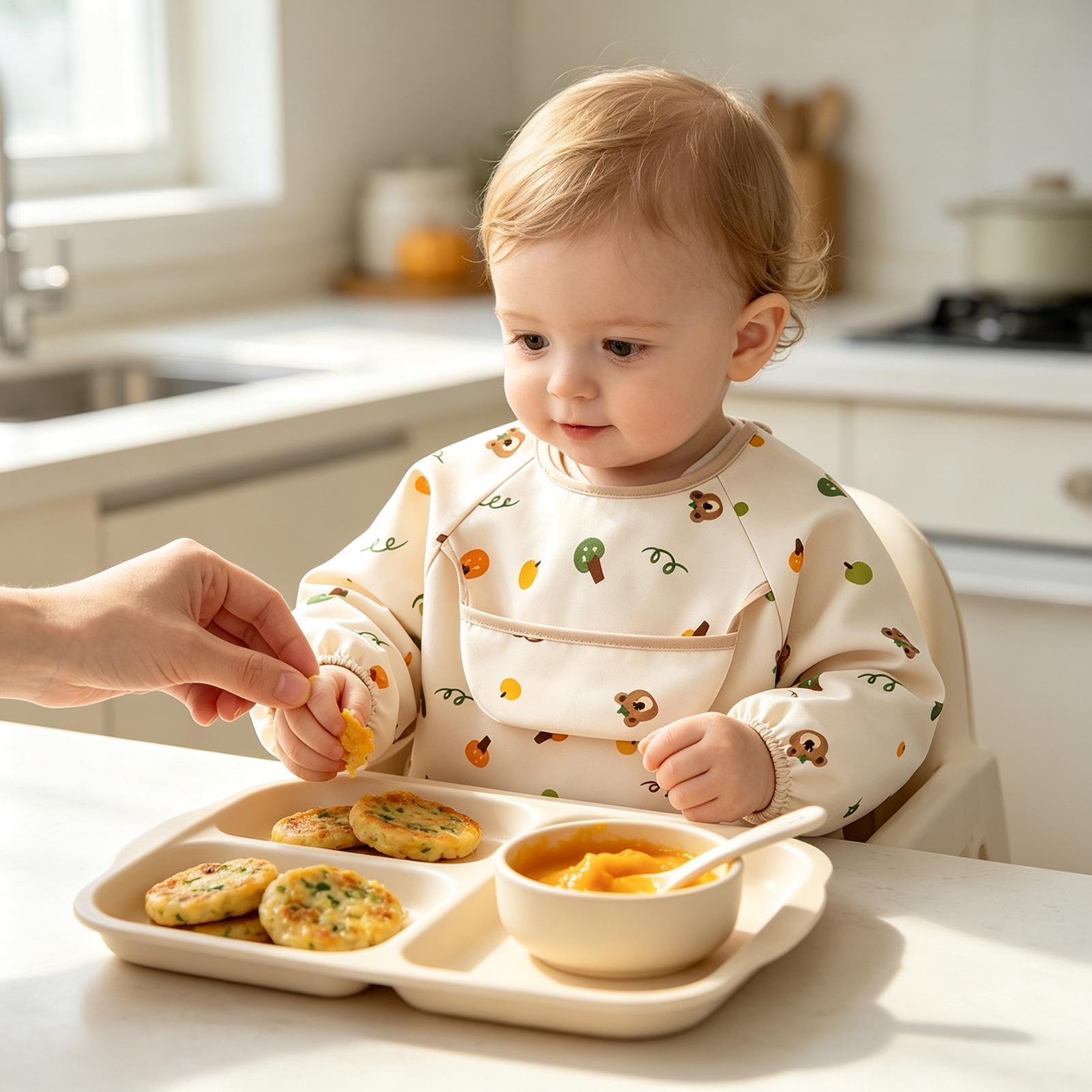 子供用スモックビブ ソフト調節可能 大きなポケット付き 6- - Baby Food In Restaurant のレビューと価格