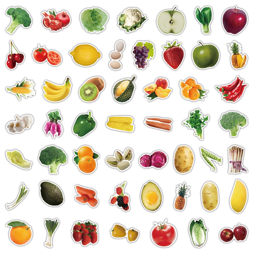 10/30/50 個グリーン食品野菜果物ステッカー DIY  - Baby Food Vegetable のレビューと価格