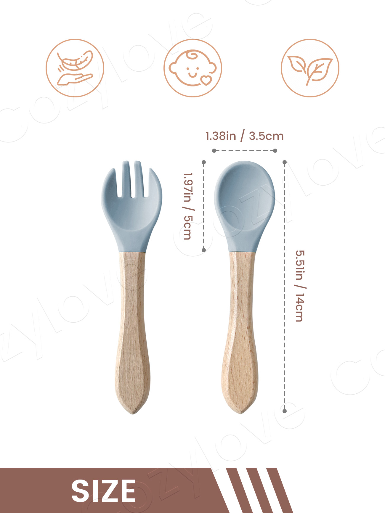 ベビーシリコンフォークスプーンセット、天然木製ハンドル付き幼 - Self Feed Spoon のレビューと価格